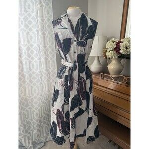 NIC + ZOE Stamped Flowers Sleeveless Midi Shirtdress, Size XXL, Pockets